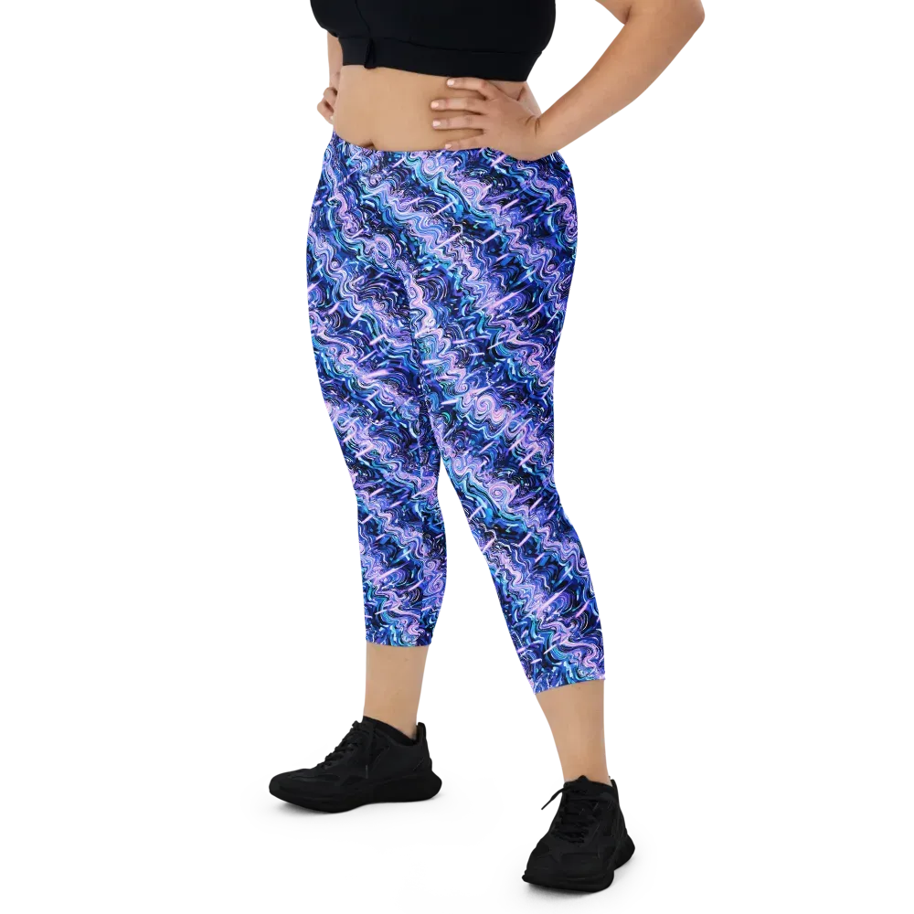 Neon Undertow on Capri Leggings — Front
