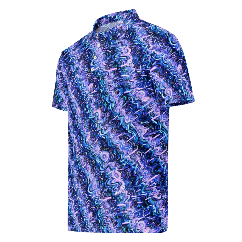 Neon Undertow on Men's Slim Fit Polo Shirt — Left Front