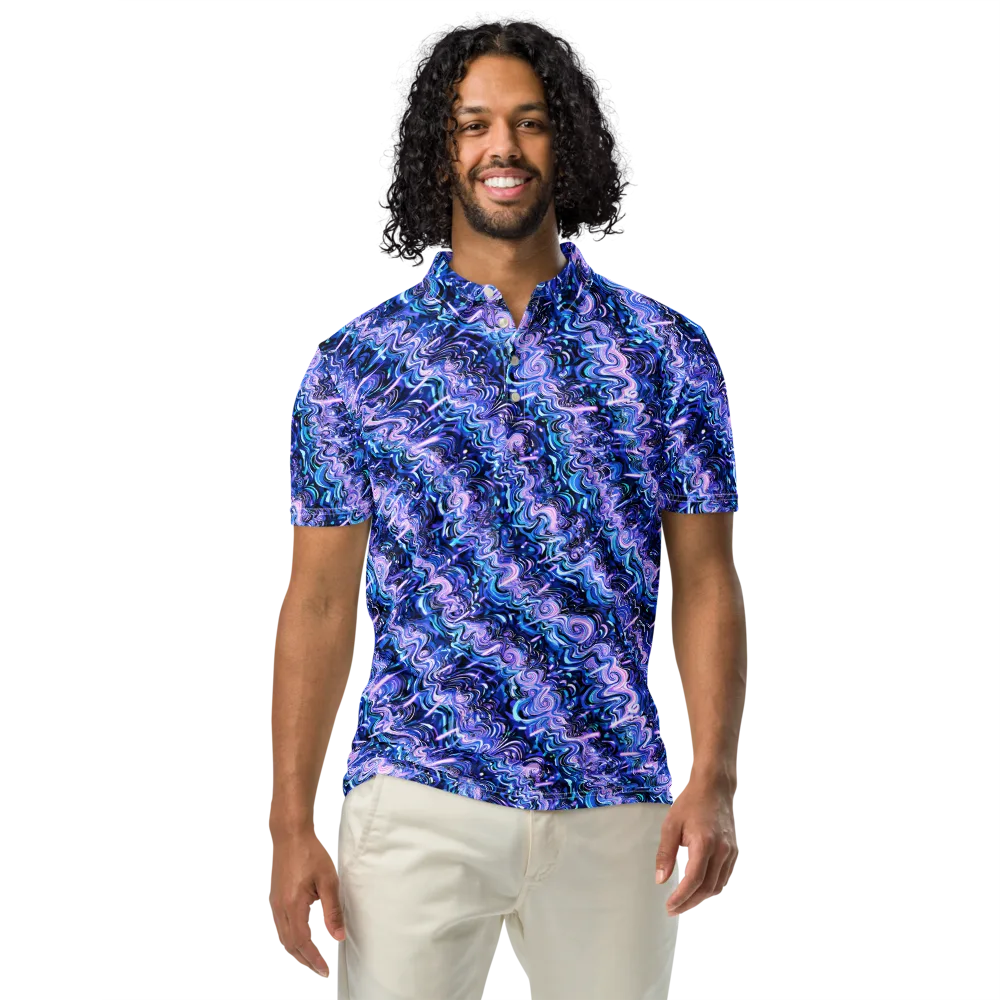 Neon Undertow on Men's Slim Fit Polo Shirt — Front