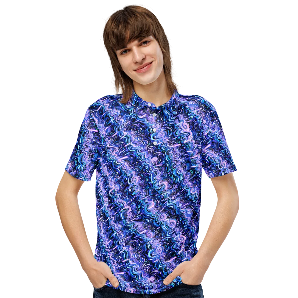 Neon Undertow on Men's Slim Fit Polo Shirt — Front