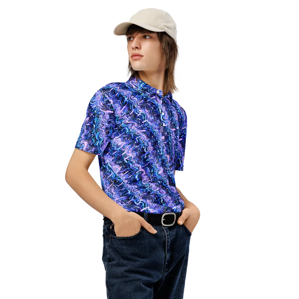 Neon Undertow on Men's Slim Fit Polo Shirt — Right Front
