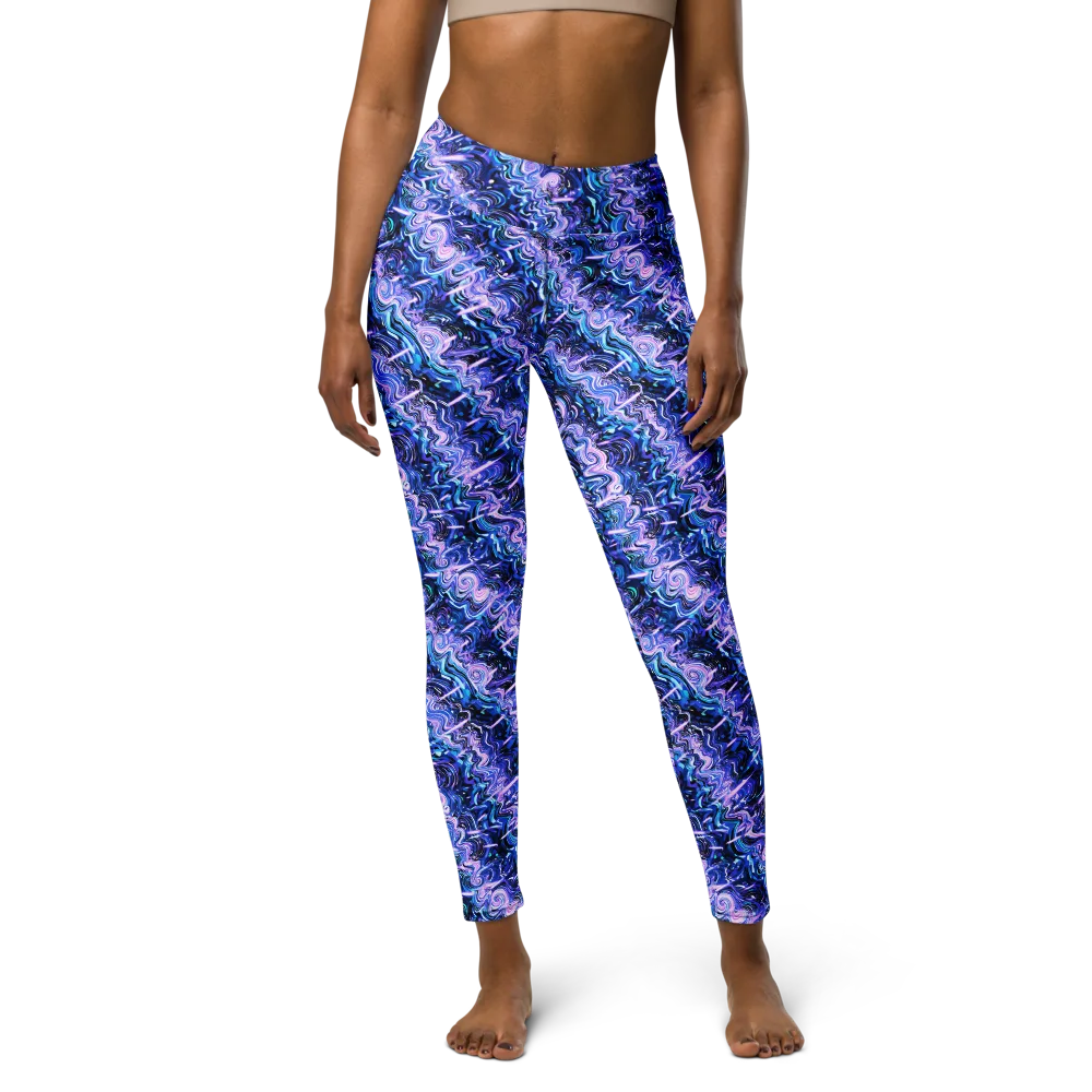 Neon Undertow on Yoga Leggings — Front