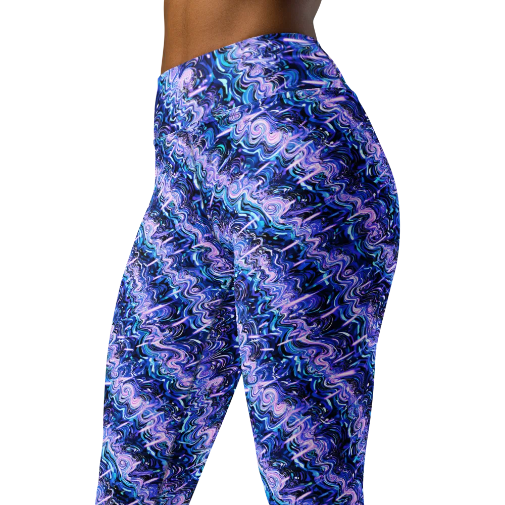 Neon Undertow on Yoga Leggings — Left Front
