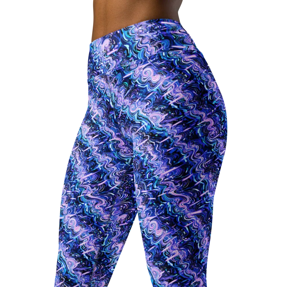 Neon Undertow on Yoga Leggings — Left Front