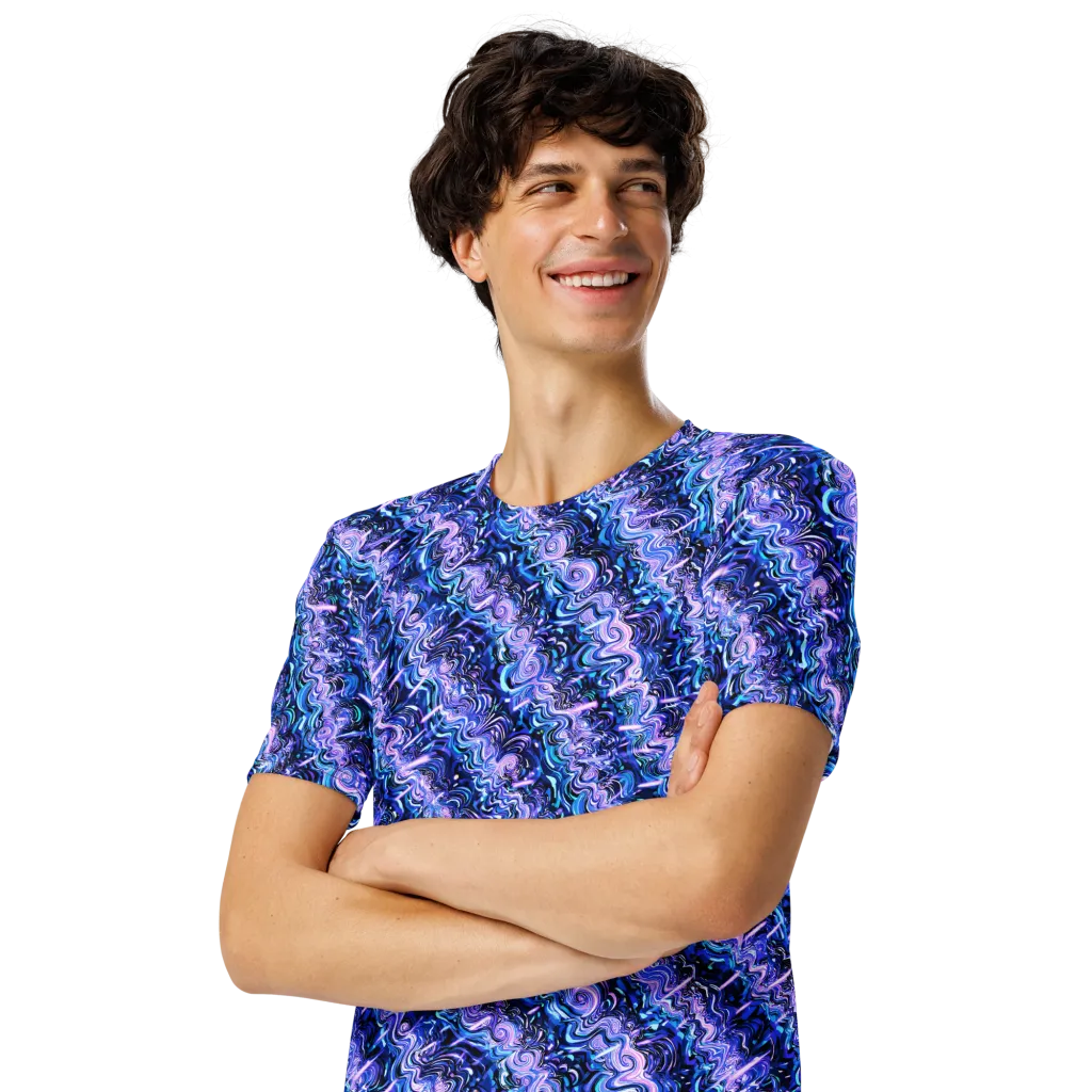 Neon Undertow on Men's Crew Neck T-Shirt — Left Front