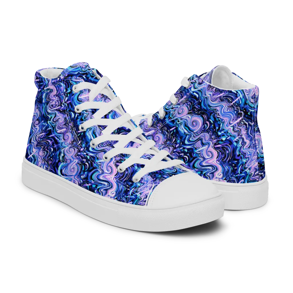 Neon Undertow on Men's High Top Canvas Shoes — Right