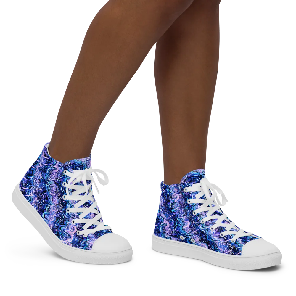 Neon Undertow on Women's High Top Canvas Shoes — Right