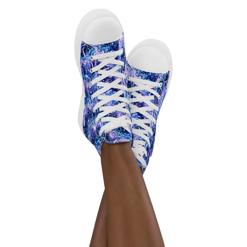 Neon Undertow on Women's High Top Canvas Shoes — Front