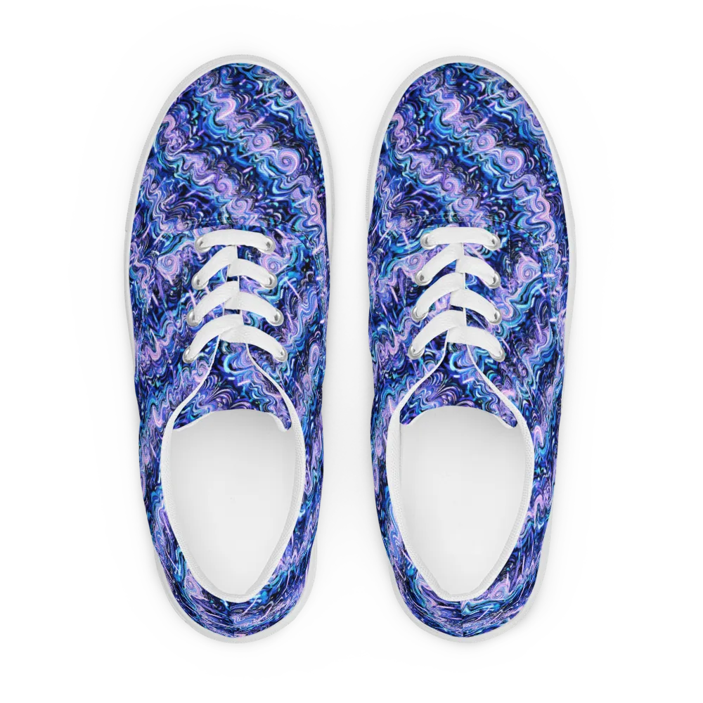 Neon Undertow on Men's Lace-Up Canvas Shoes — Front