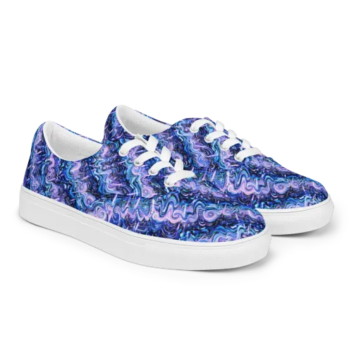 Neon Undertow on a Men's Lace-Up Canvas Shoes