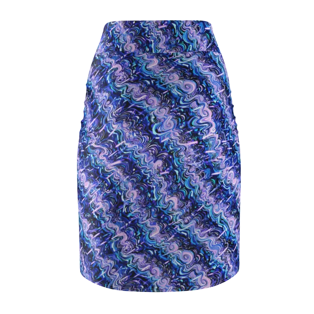 Neon Undertow on Pencil Skirt — Back