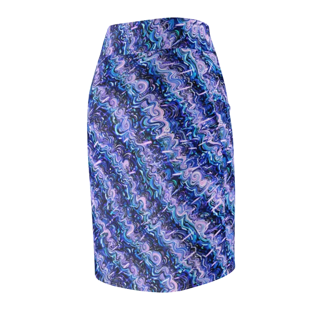 Neon Undertow on Pencil Skirt — Back Side