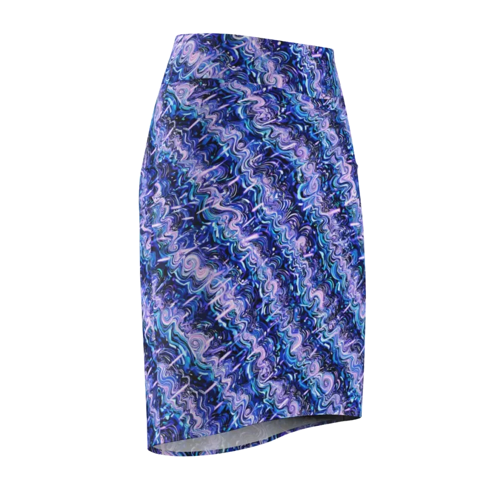 Neon Undertow on Pencil Skirt — Front Side