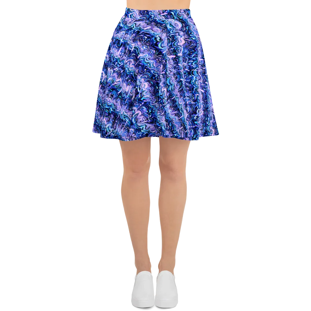 Neon Undertow on Skater Skirt — Front