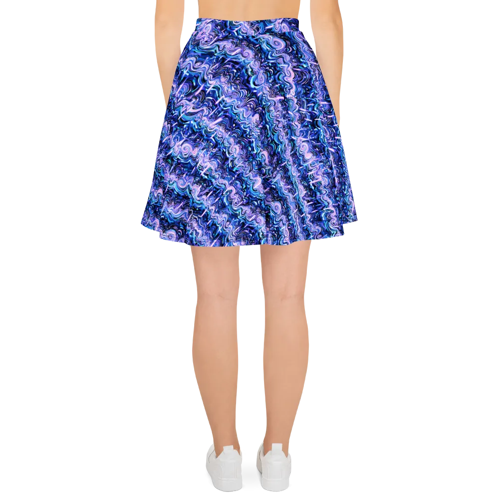 Neon Undertow on Skater Skirt — Back