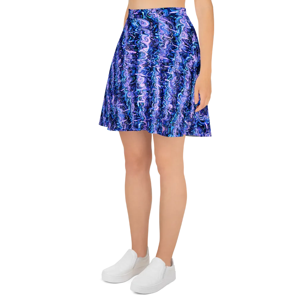 Neon Undertow on Skater Skirt — Left