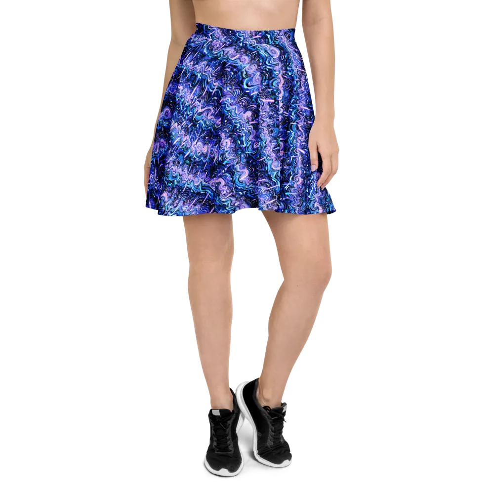 Neon Undertow on Skater Skirt — Front