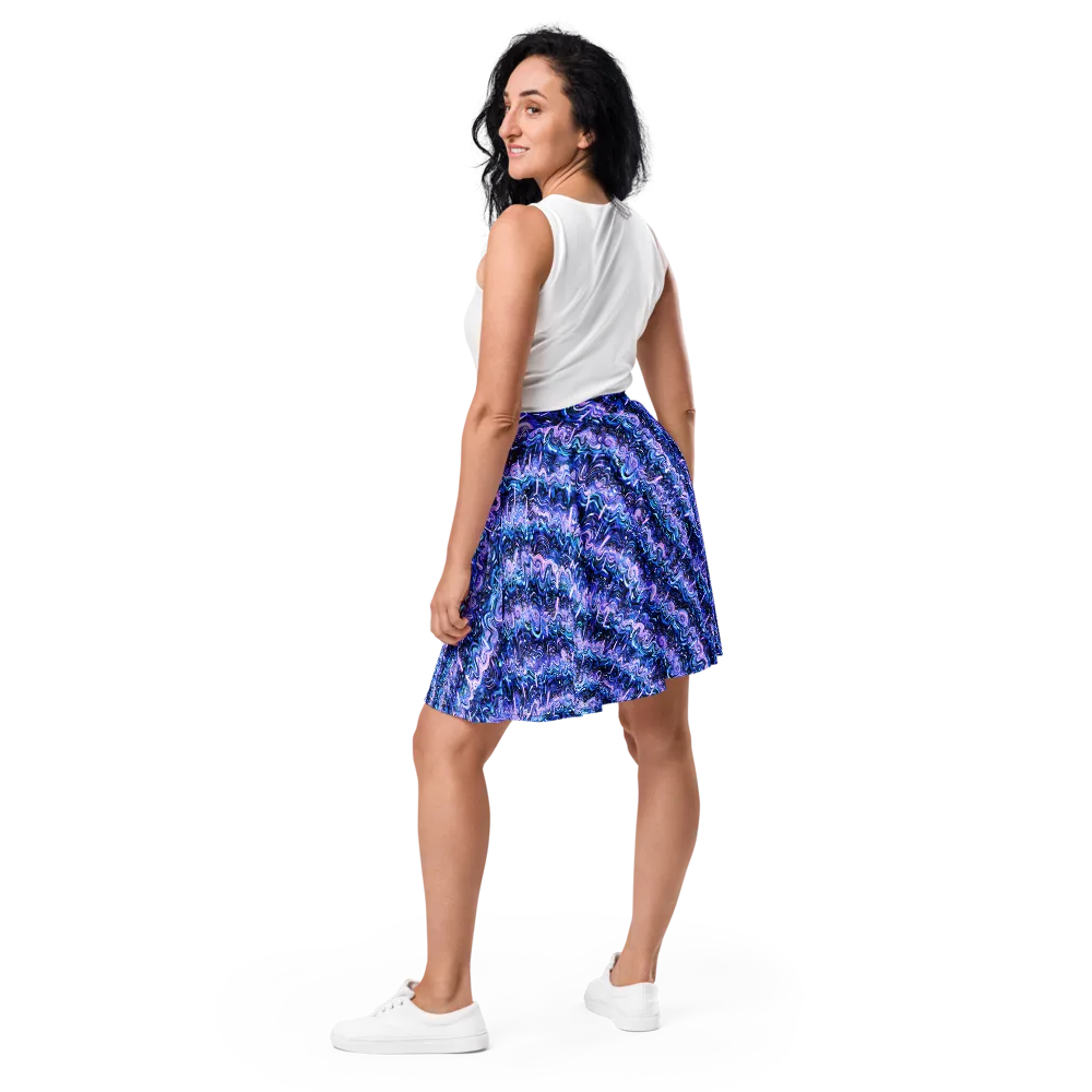 Neon Undertow on Skater Skirt — Back
