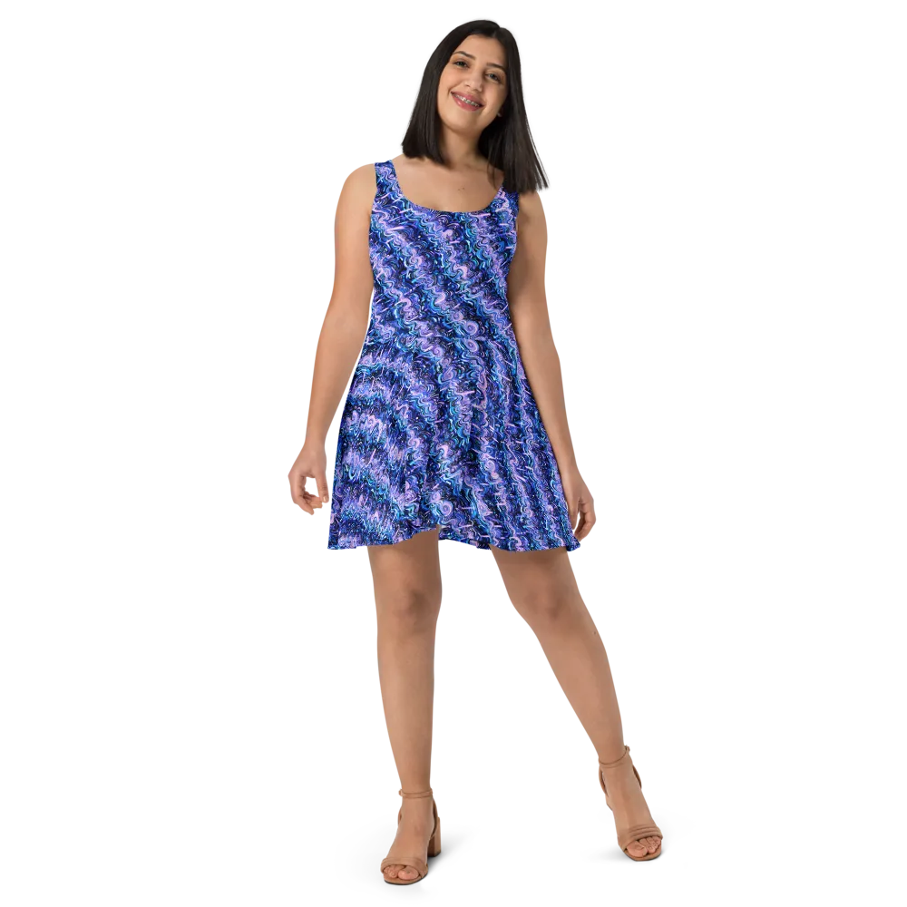Neon Undertow on Skater Dress — Front