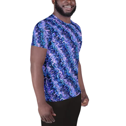 Neon Undertow on a Men's Athletic T-Shirt