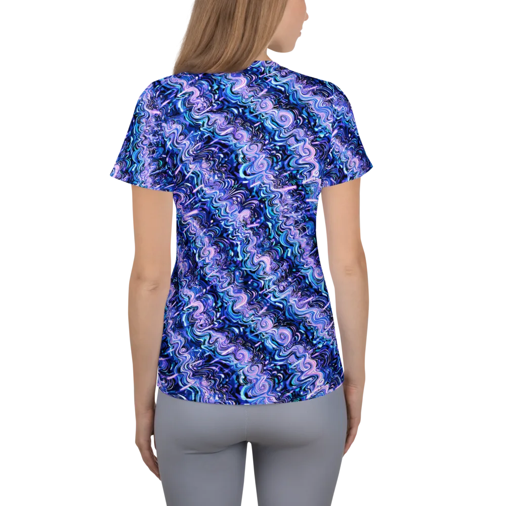 Neon Undertow on Women's Athletic T-Shirt — Back