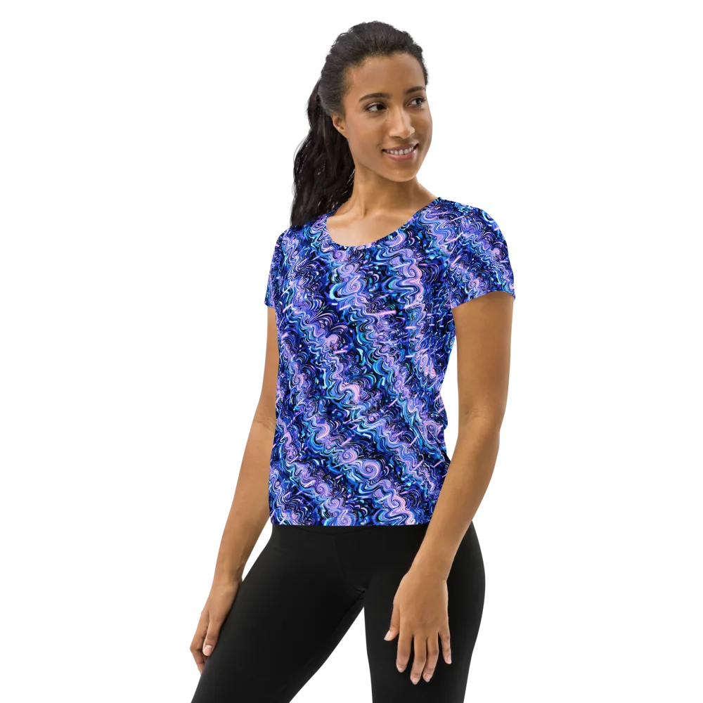 Neon Undertow on Women's Athletic T-Shirt — Left