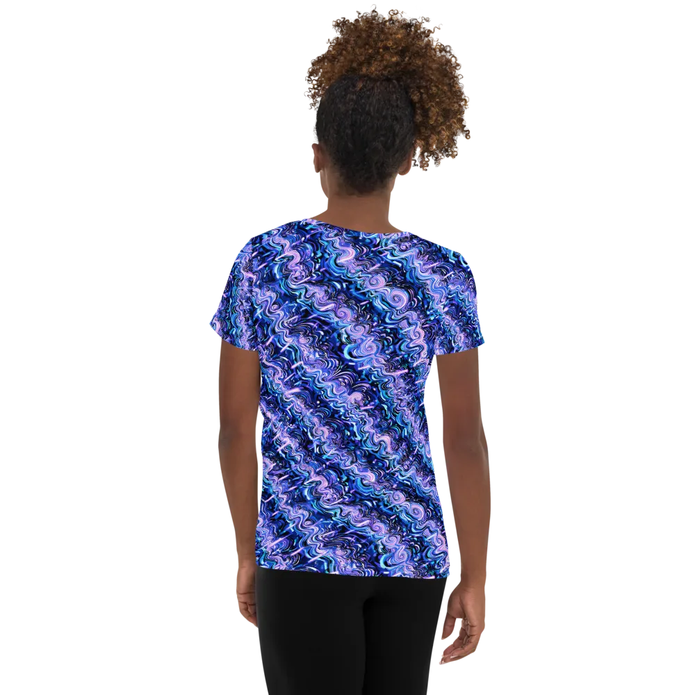 Neon Undertow on Women's Athletic T-Shirt — Back