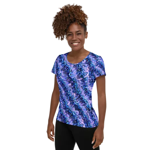Neon Undertow on a Women's Athletic T-Shirt