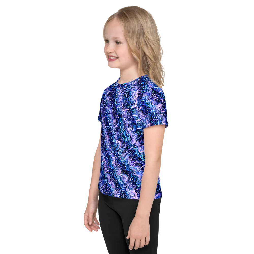 Neon Undertow on Kids Crew Neck T-Shirt — Left
