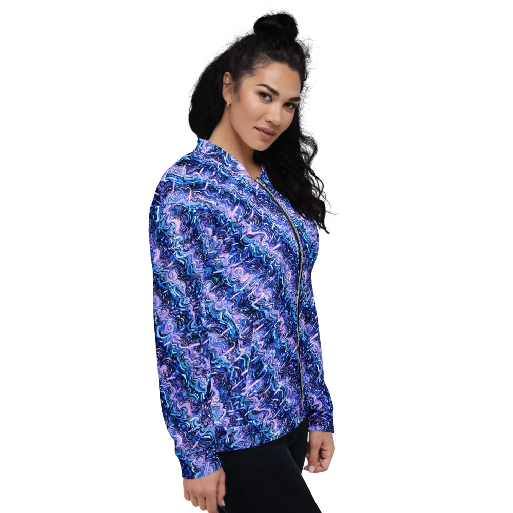 Neon Undertow on Bomber Jacket — Right