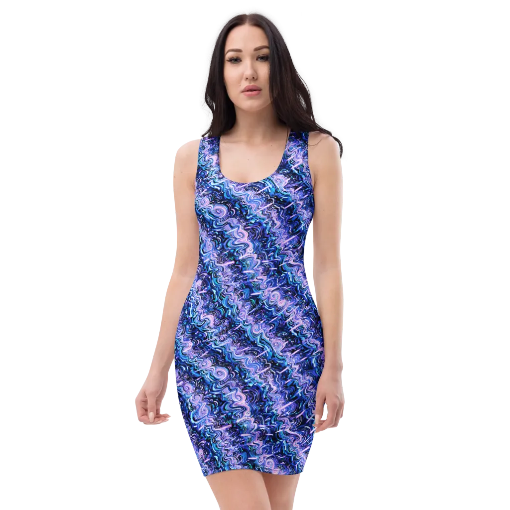 Neon Undertow on Bodycon Dress — Front