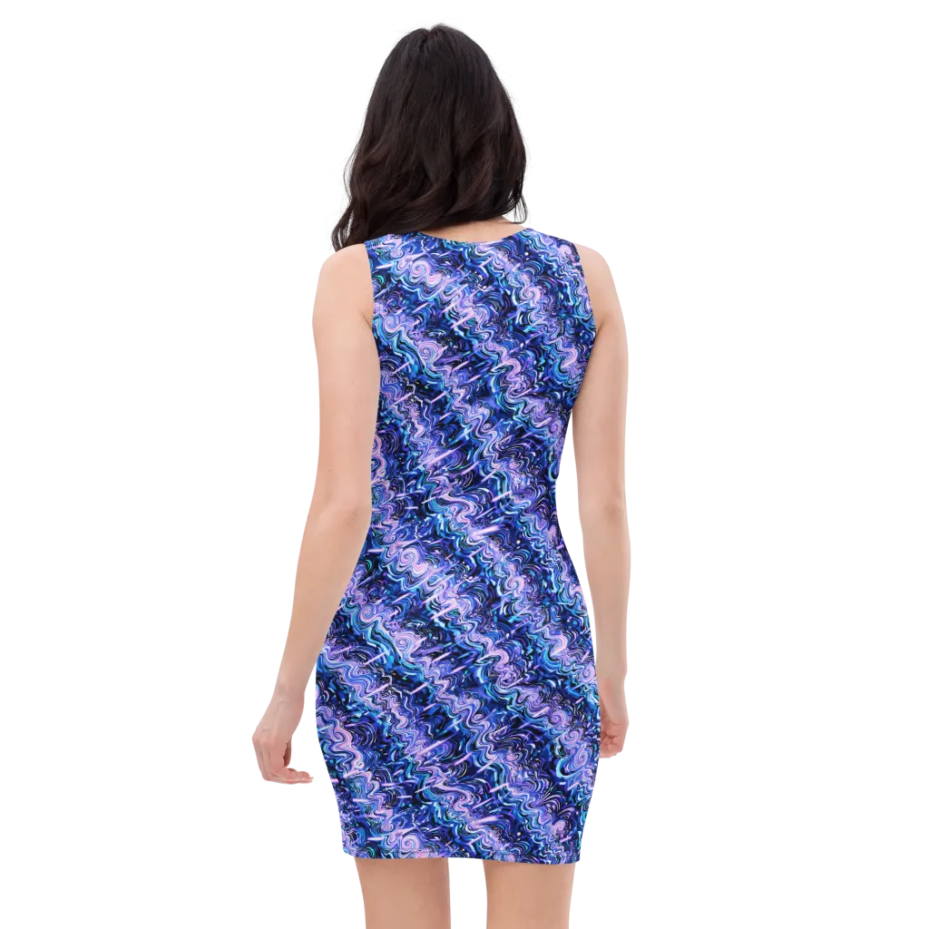 Neon Undertow on Bodycon Dress — Back