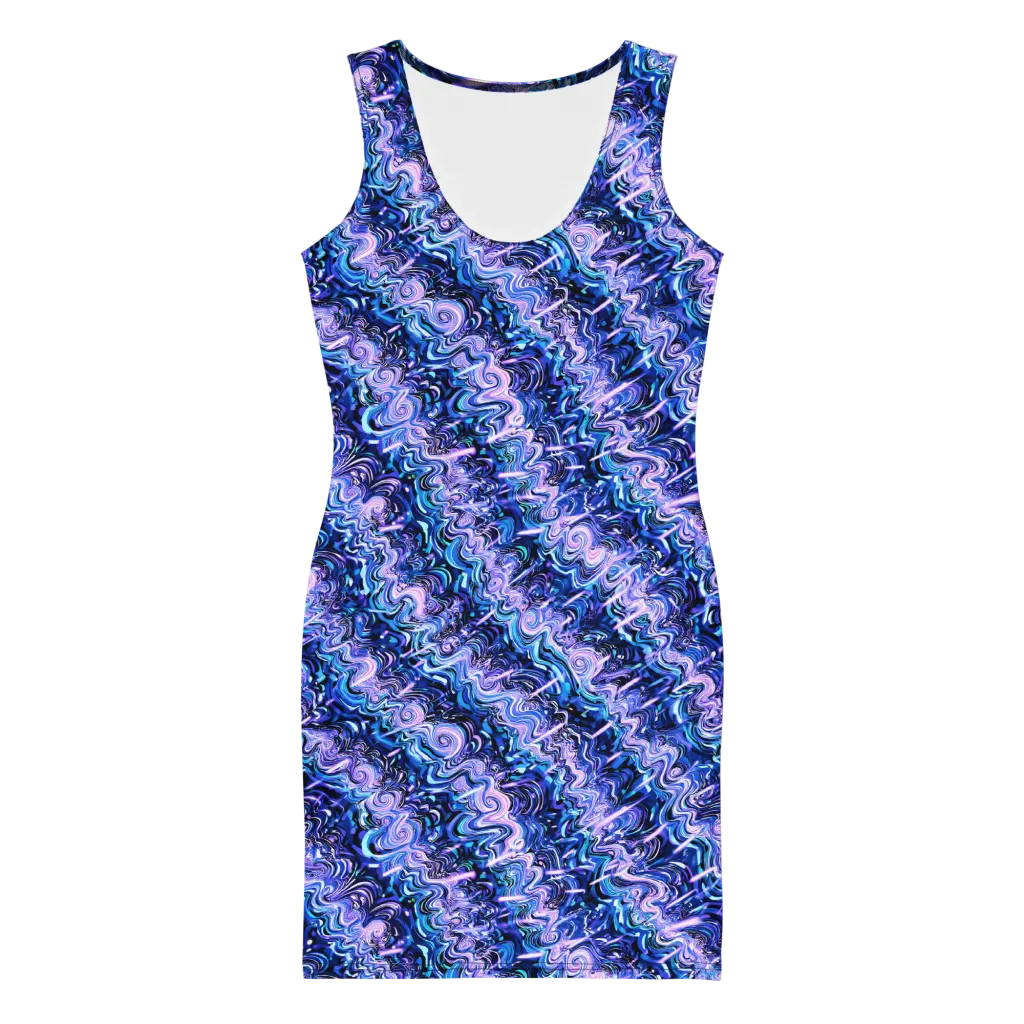 Neon Undertow on Bodycon Dress — Front