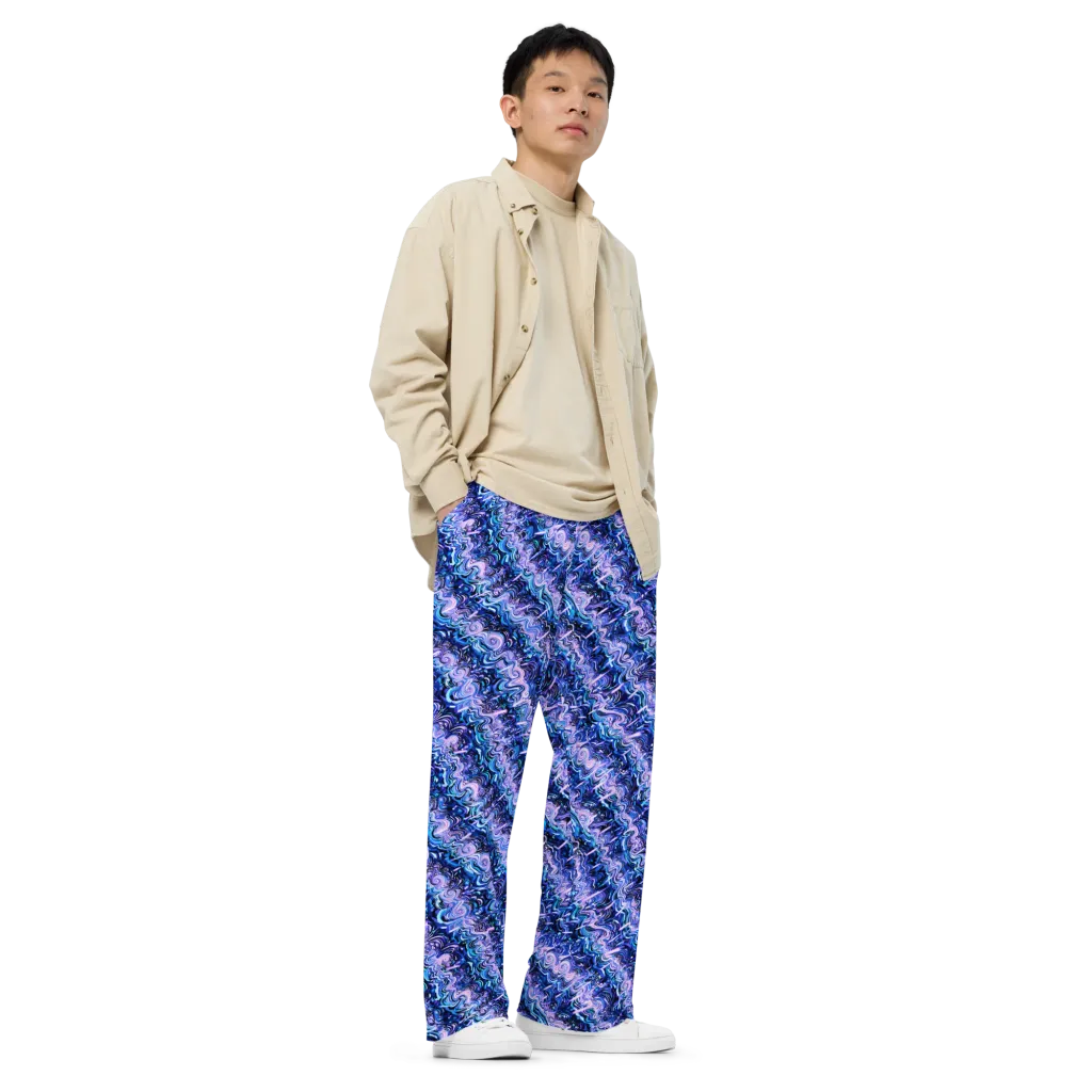 Neon Undertow on Wide-Leg Pants — Right Front