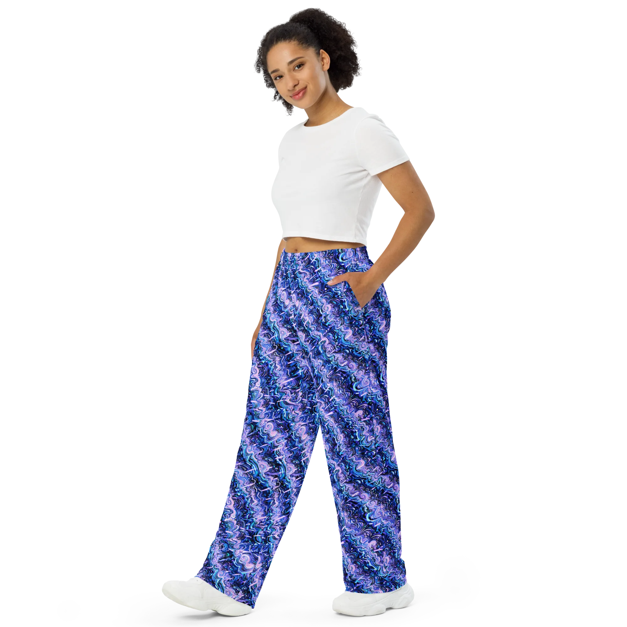 Neon Undertow on Wide-Leg Pants — Left Front
