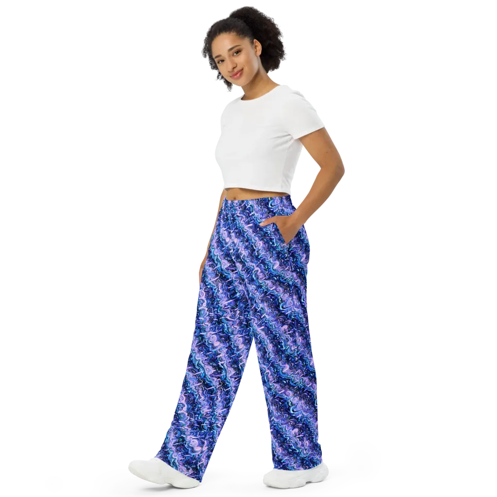 Neon Undertow on Wide-Leg Pants — Left Front