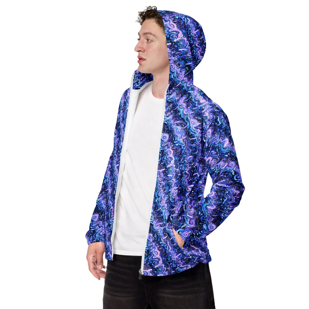Neon Undertow on Men's Windbreaker — Left Front