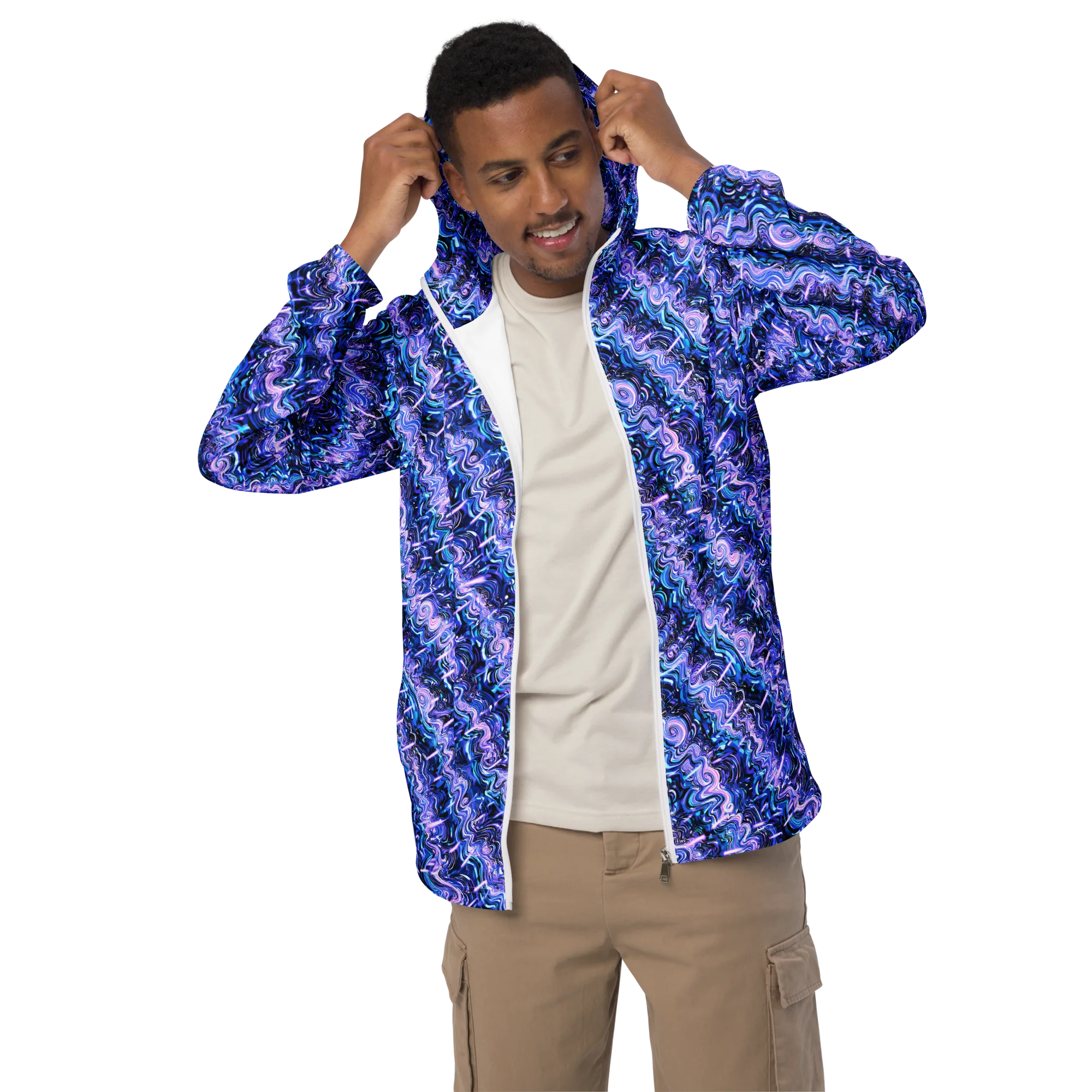 Neon Undertow on Men's Windbreaker — Front