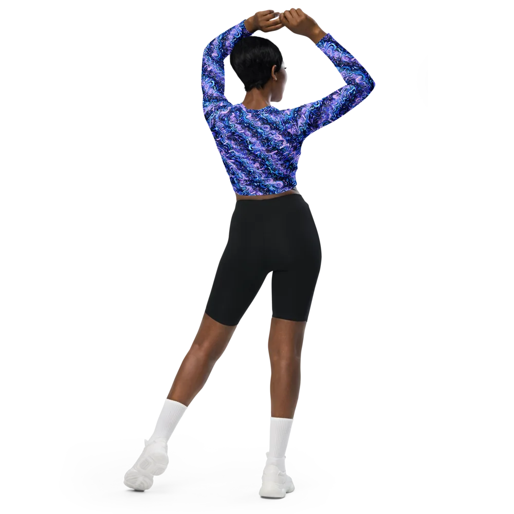 Neon Undertow on Long Sleeve Crop Top — Back