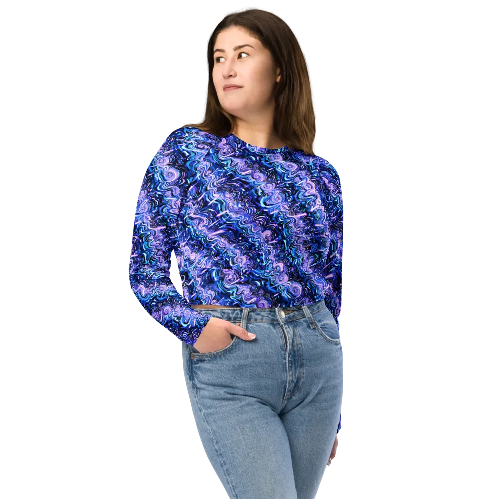 Neon Undertow on Long Sleeve Crop Top — Front