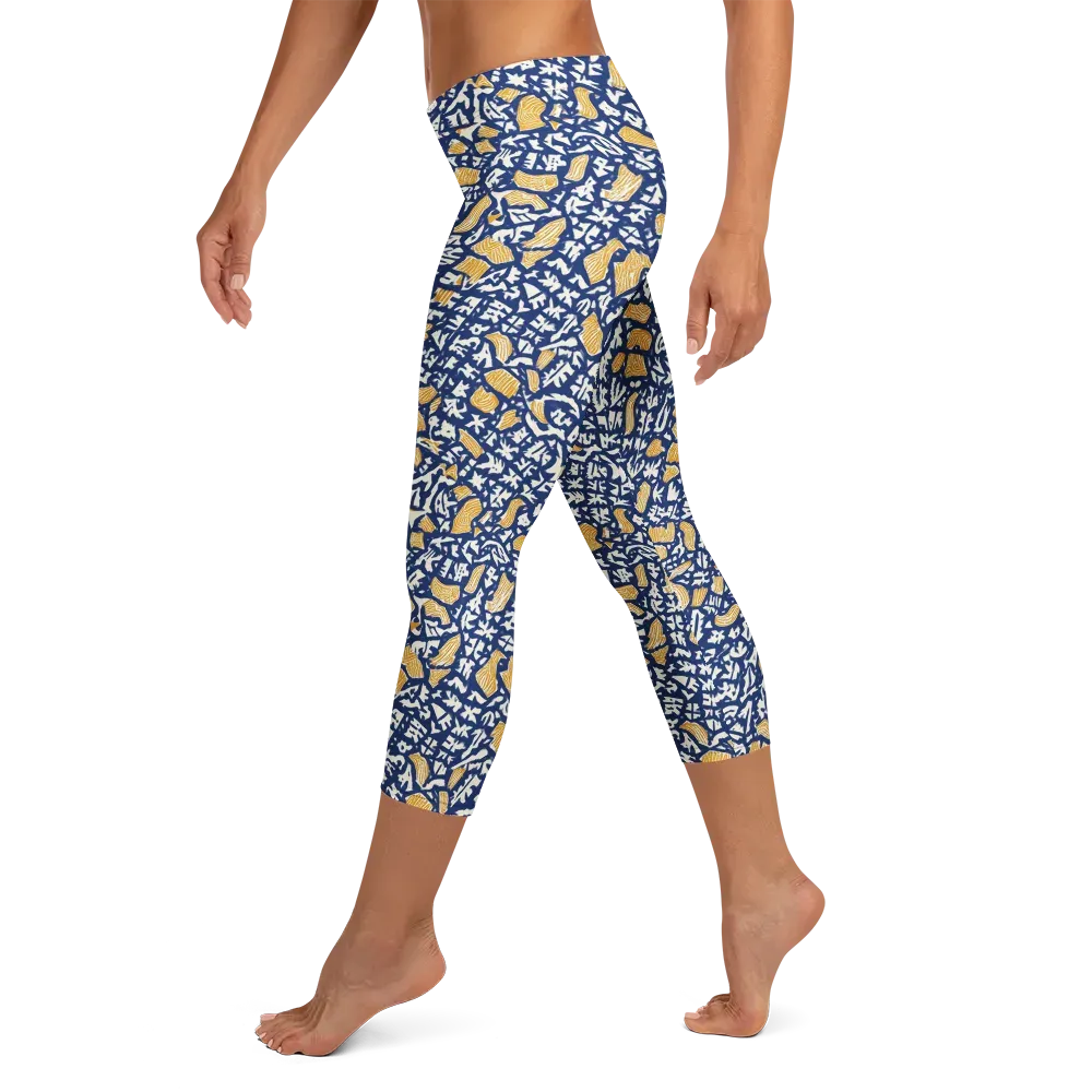 Ochre Inkstorm on Capri Leggings — Left