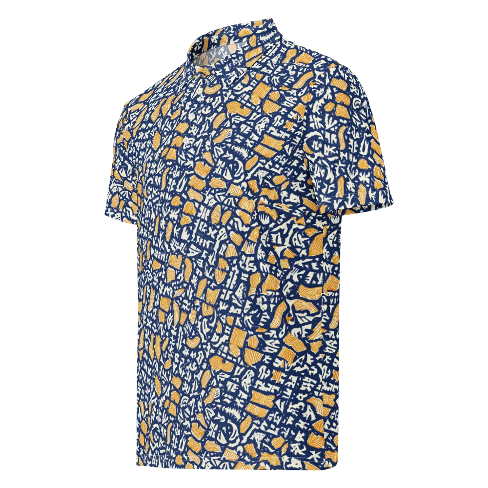 Ochre Inkstorm on Men's Slim Fit Polo Shirt — Left Front