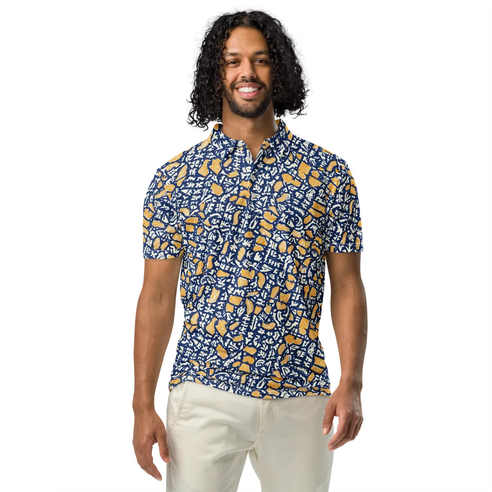 Ochre Inkstorm on Men's Slim Fit Polo Shirt — Front