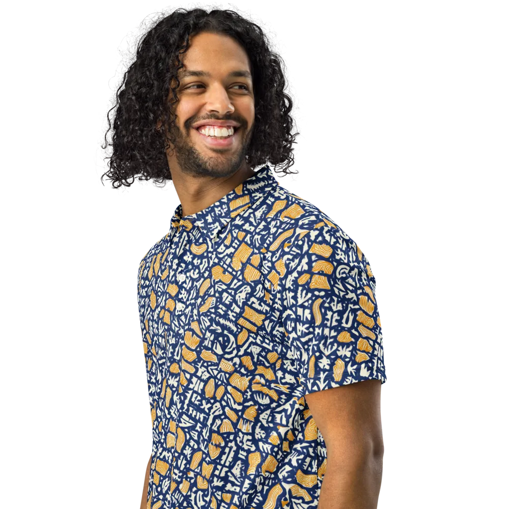 Ochre Inkstorm on Men's Slim Fit Polo Shirt — Left Front
