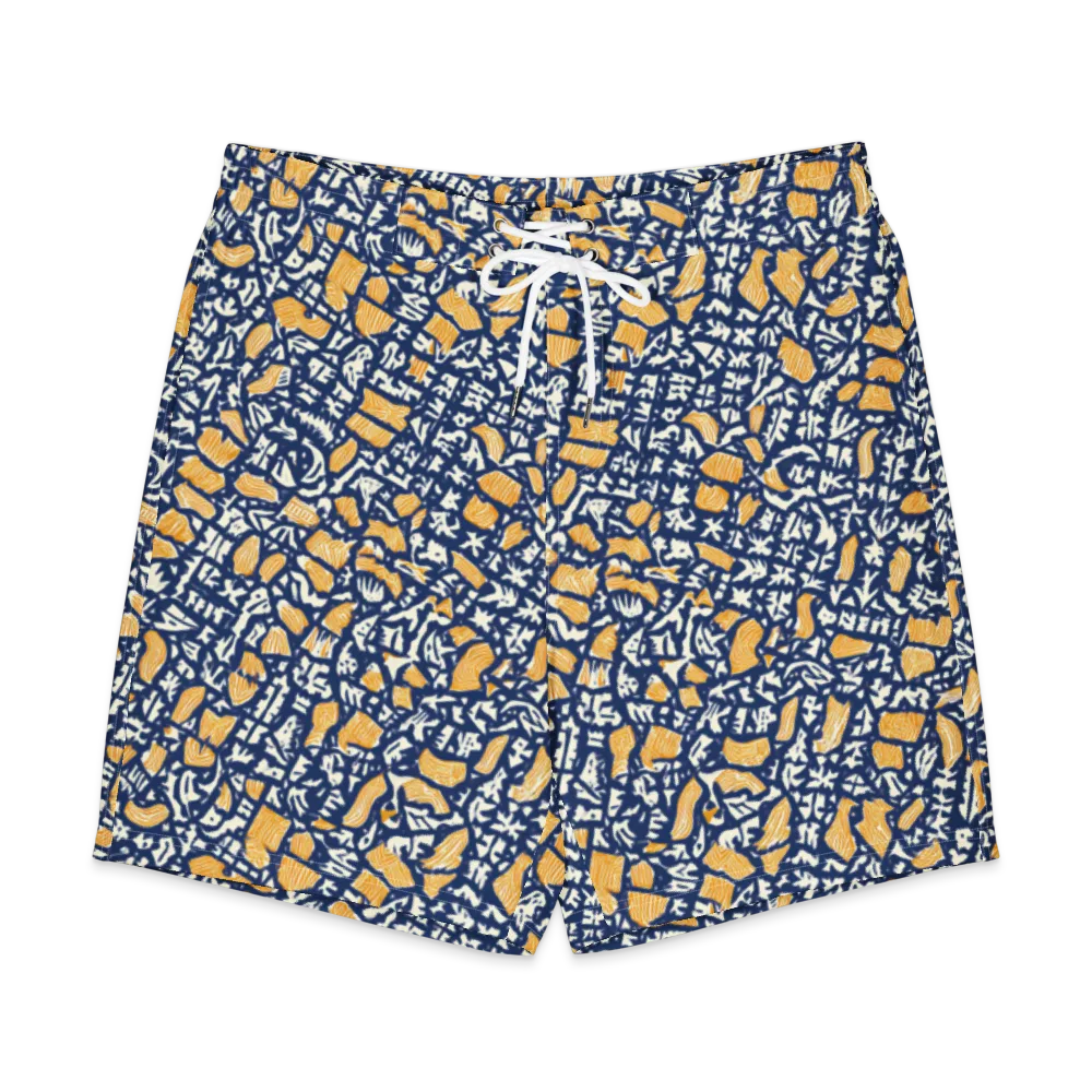 Ochre Inkstorm on Men's Board Shorts — Front