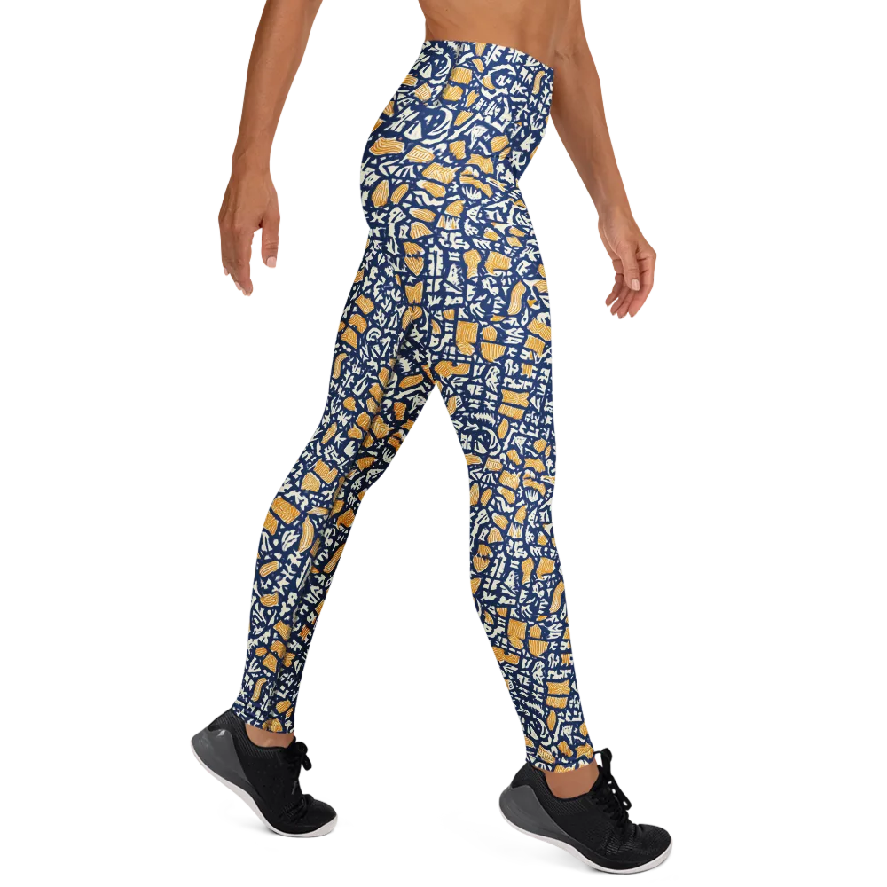 Ochre Inkstorm on Yoga Leggings — Right