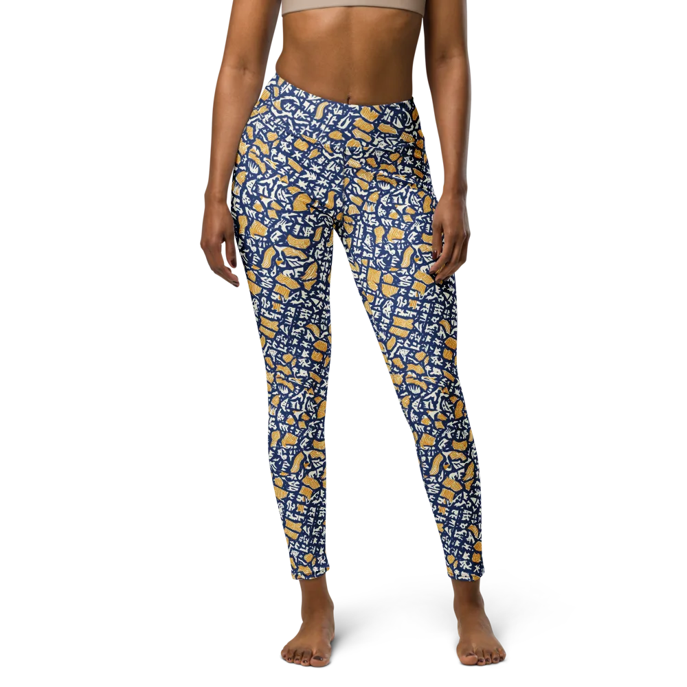 Ochre Inkstorm on Yoga Leggings — Front