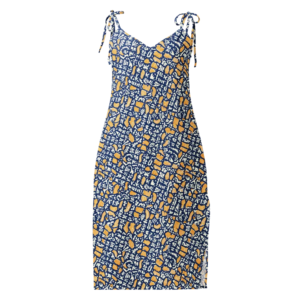 Ochre Inkstorm on Slip Dress — Front