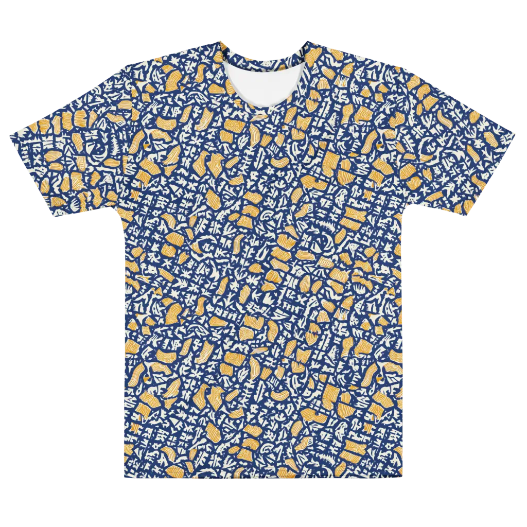 Ochre Inkstorm on Men's Cotton Crew Neck T-Shirt — Front