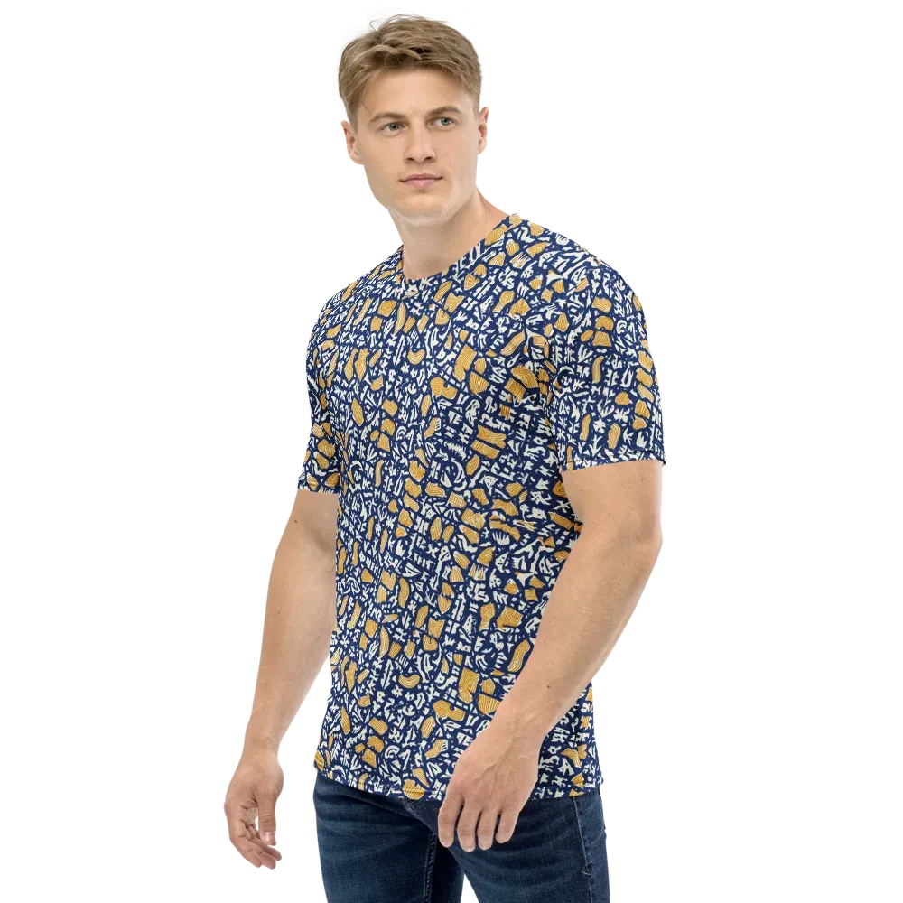 Ochre Inkstorm on Men's Crew Neck T-Shirt — Left